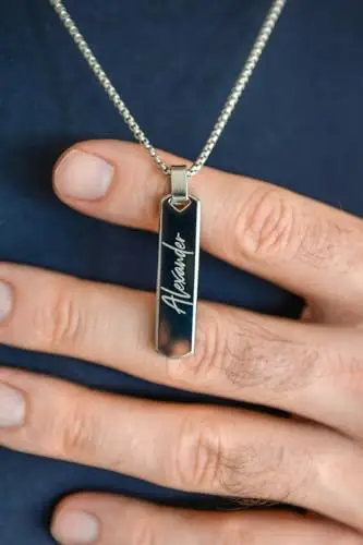 Collana Uomo Personalizzabile 4 Lati in Acciaio Inossidabile – Ciondolo Inciso con Nomi, Frasi o Date – Idea Regalo per miniatura 3