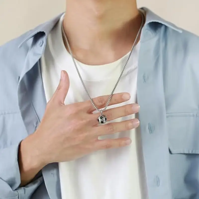 Collana Uomo Ragazzo Sportivo Calcio Idee Regali per lui Bambino Sport Cindolo di Calcio - Cofanetto con DEDICA incluso (Football) miniatura 3