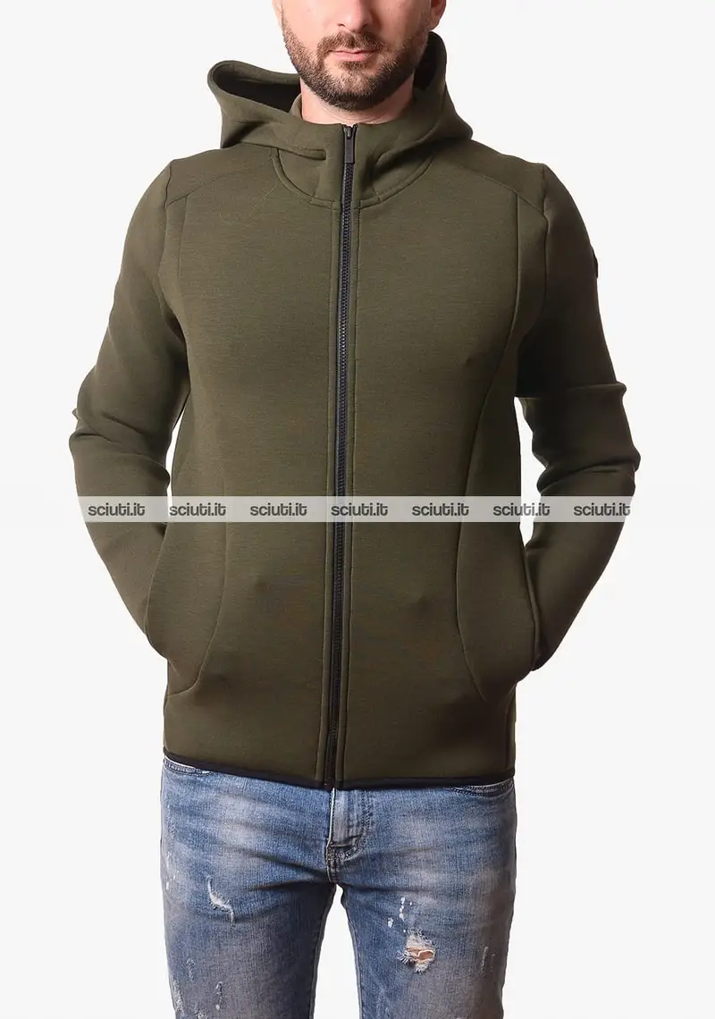 Felpa Colmar uomo verde scuro fullzip in scuba