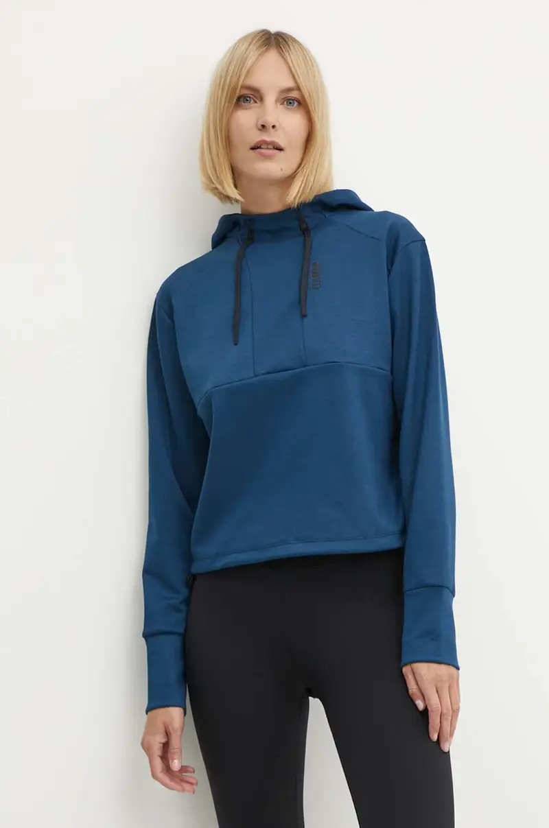 felpa donna colore blu navy con cappuccio