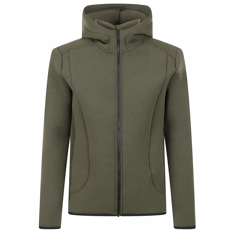 felpa uomo verde con cappuccio in neoprene