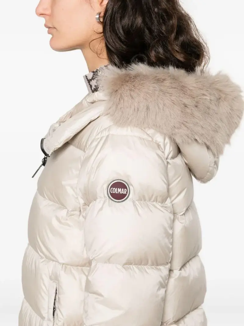 Giacca beige con cappuccio in pelliccia Begie miniatura 2