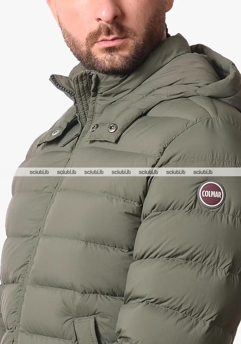 Giubbotto Colmar uomo verde scuro pesante cappuccio staccabile