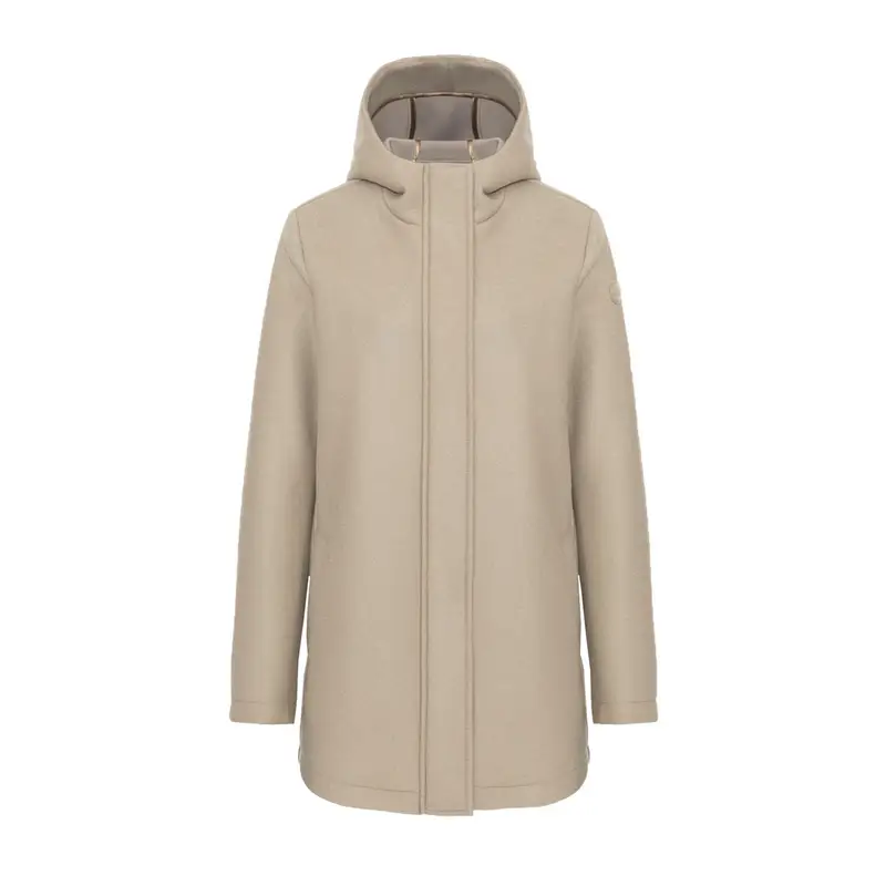 CAPPOTTO CON CAPPUCCIO LANA E NEOPRENE DONNA Beige
