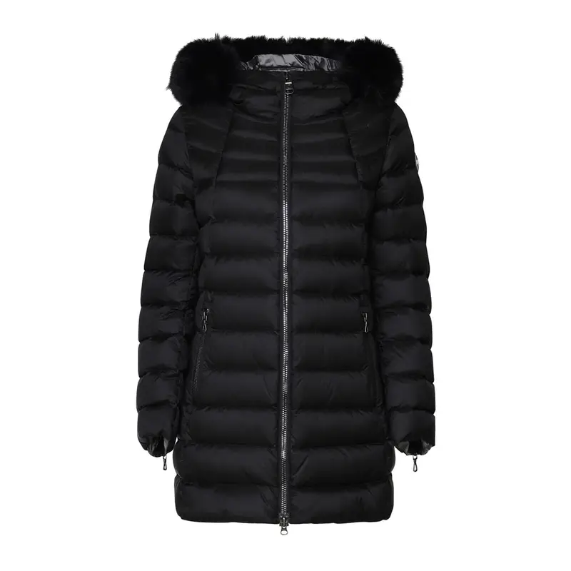 PIUMINO CON CAPPUCCIO E PELLICCIA A TRAPEZIO RECYCLED DONNA Nero