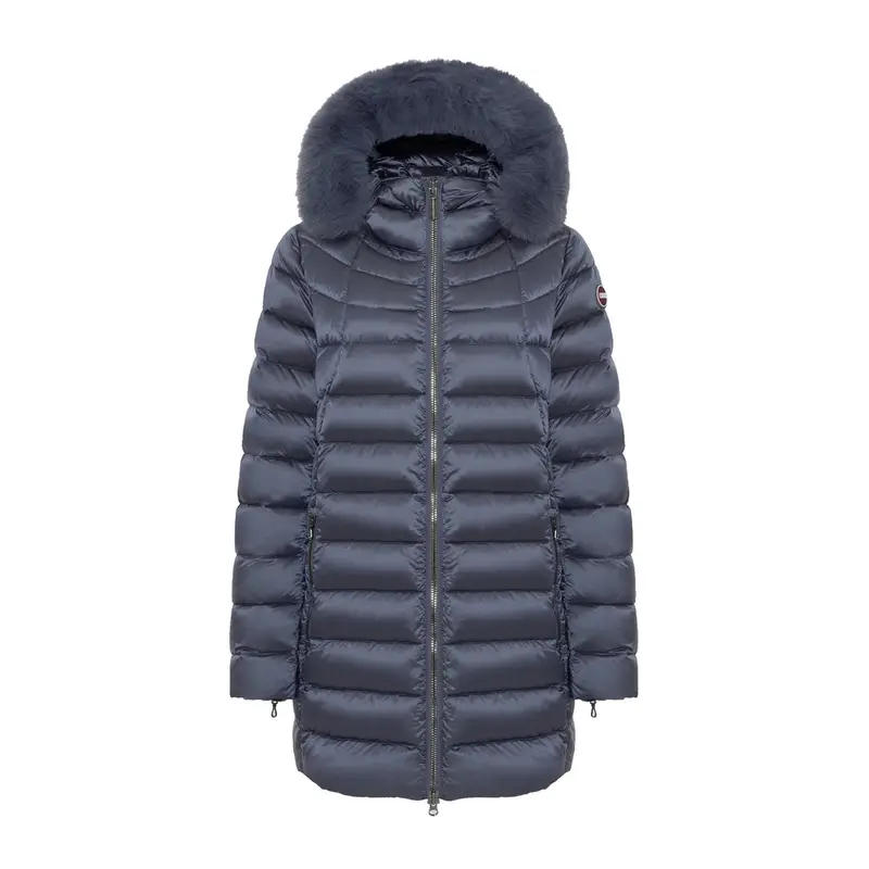 PIUMINO CON CAPPUCCIO E PELLICCIA A TRAPEZIO RECYCLED DONNA