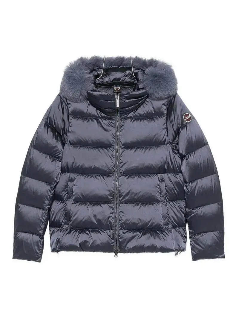 Piumino con collo alto e pelliccia sintetica Blu