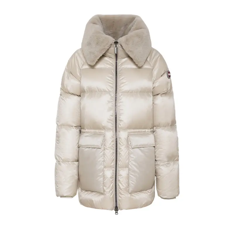 PIUMINO CON COLLO PELLICCIA DONNA Beige