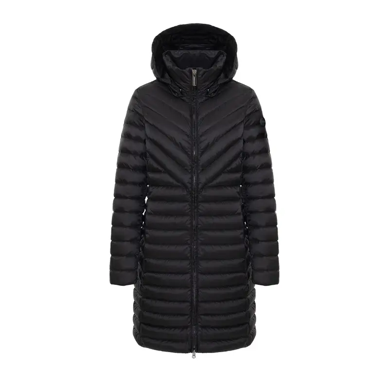 PIUMINO LEGGERO CON CAPPUCCIO STACCABILE RECYCLED DONNA Nero