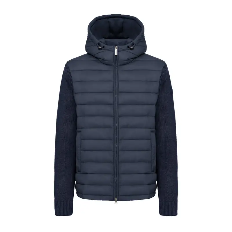 PIUMINO LEGGERO CON CAPPUCCIO TRIMATERIALE Blu