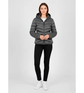 per donna 2219E Piumino imbottito con pelliccia sintetica grigia (44), Casual, Grigio, Polister riciclato Naturale