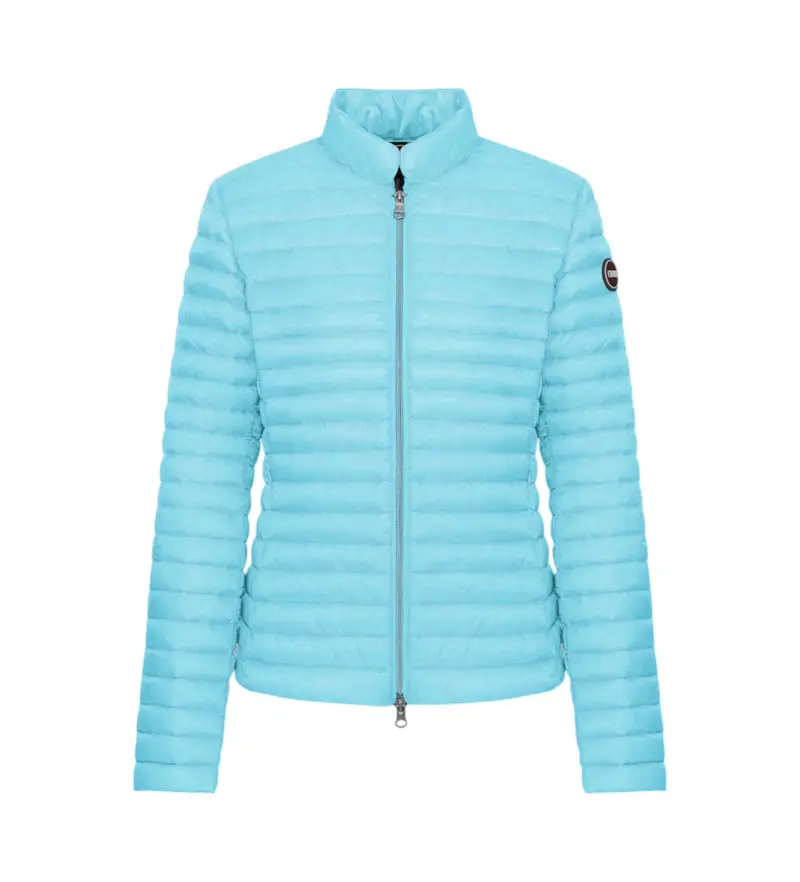 per donna 2223A-9VX Giubbotto imbottito blu con collo in piuma (40), Casual, Poliestere