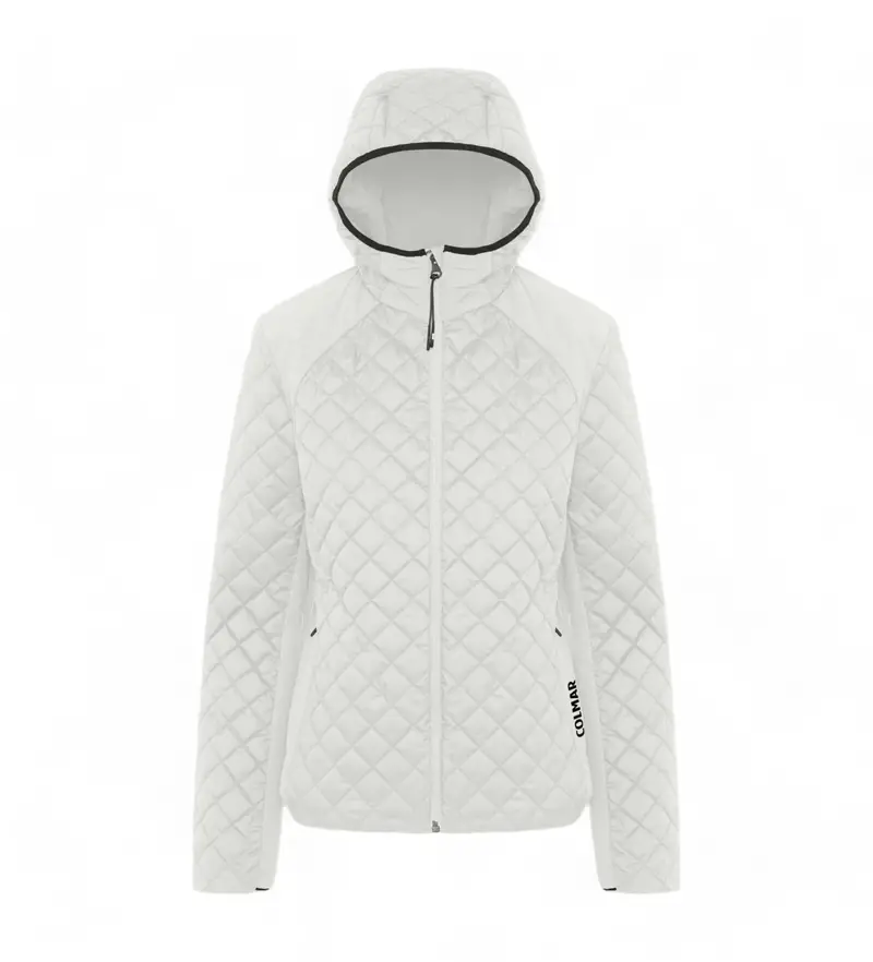 per donna 4238-2XQ Giacca a vento imbottita con cappuccio bianca (40), Bianco, Casual, Poliestere