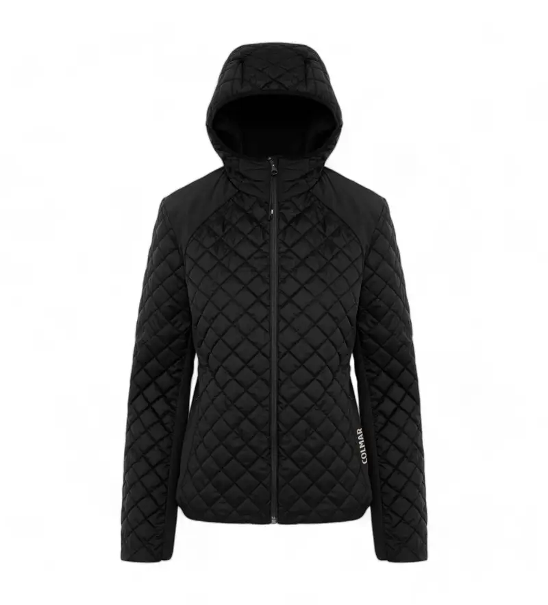 per donna 4238-2XQ Giacca a vento imbottita con cappuccio nera (44), Nero, Casual, Poliestere