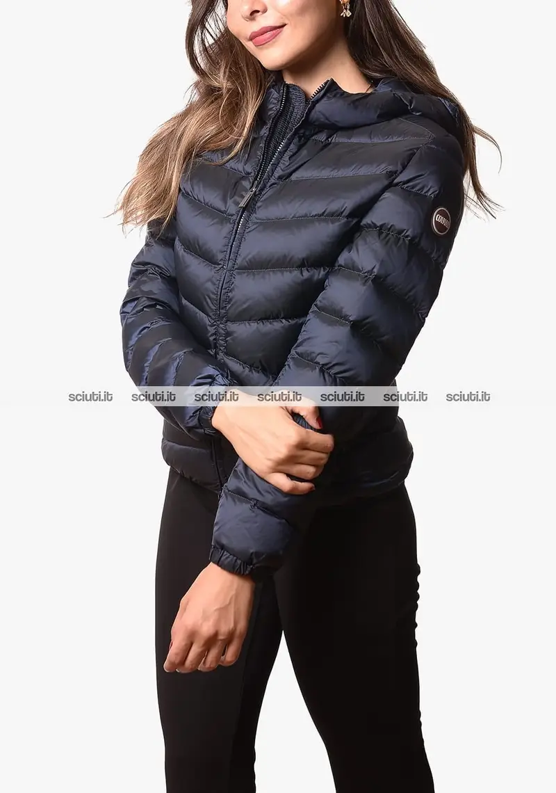 Piumino Colmar donna blu scuro pesante con cappuccio
