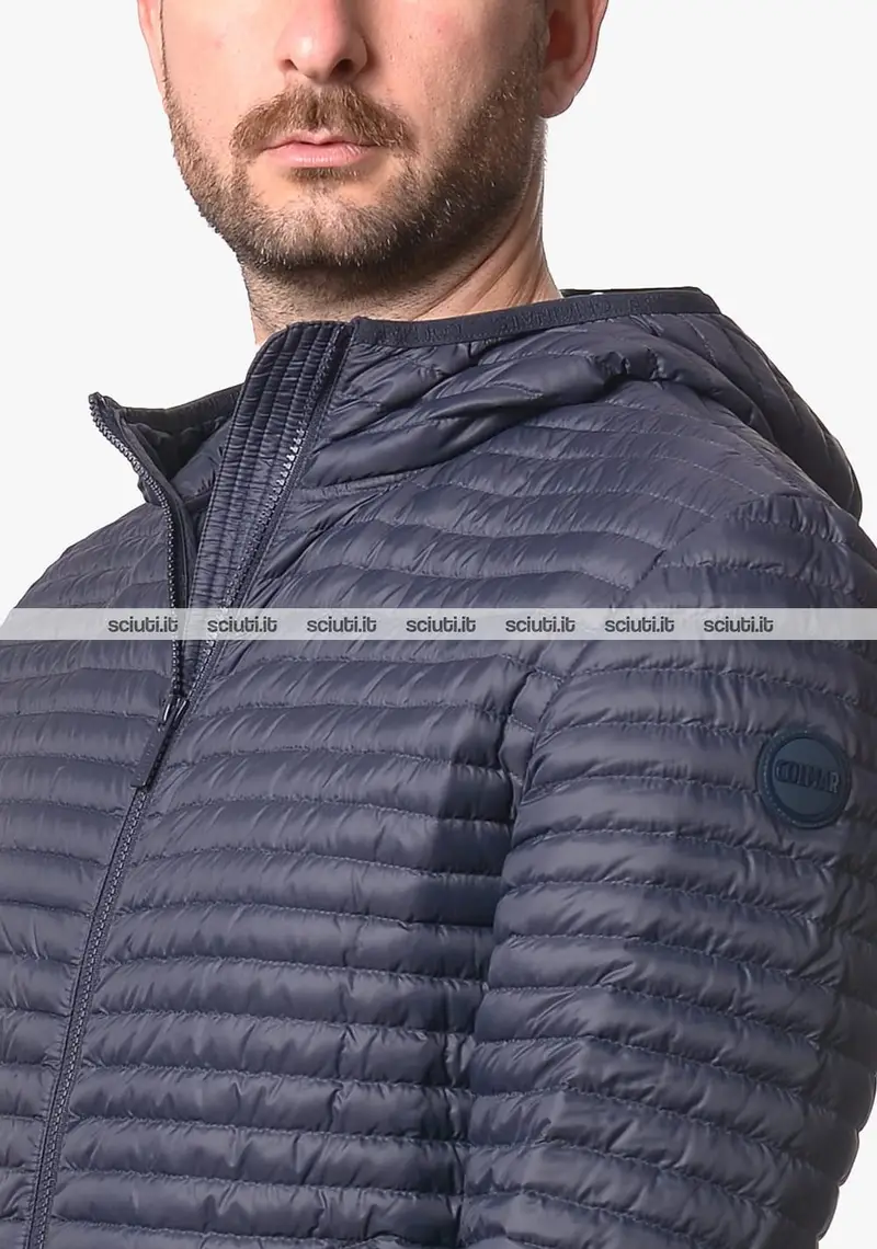 Piumino Colmar uomo blu scuro ultraleggero con cappuccio