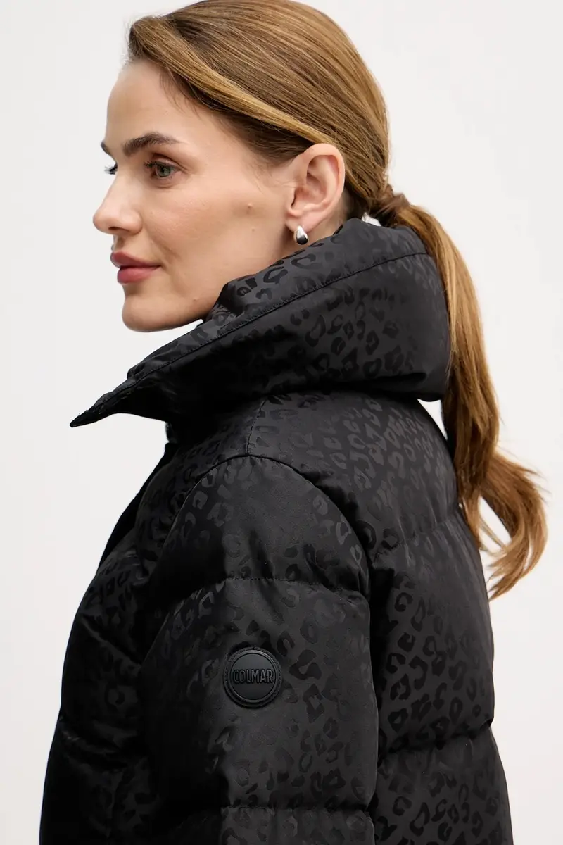 Colmar Piumino nero con motivo leopardato miniatura 4