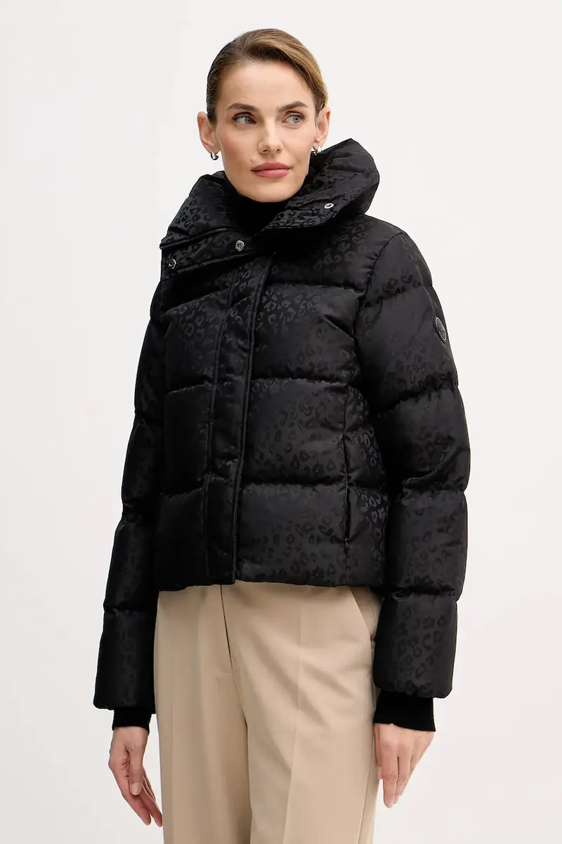 Colmar Piumino nero con motivo leopardato