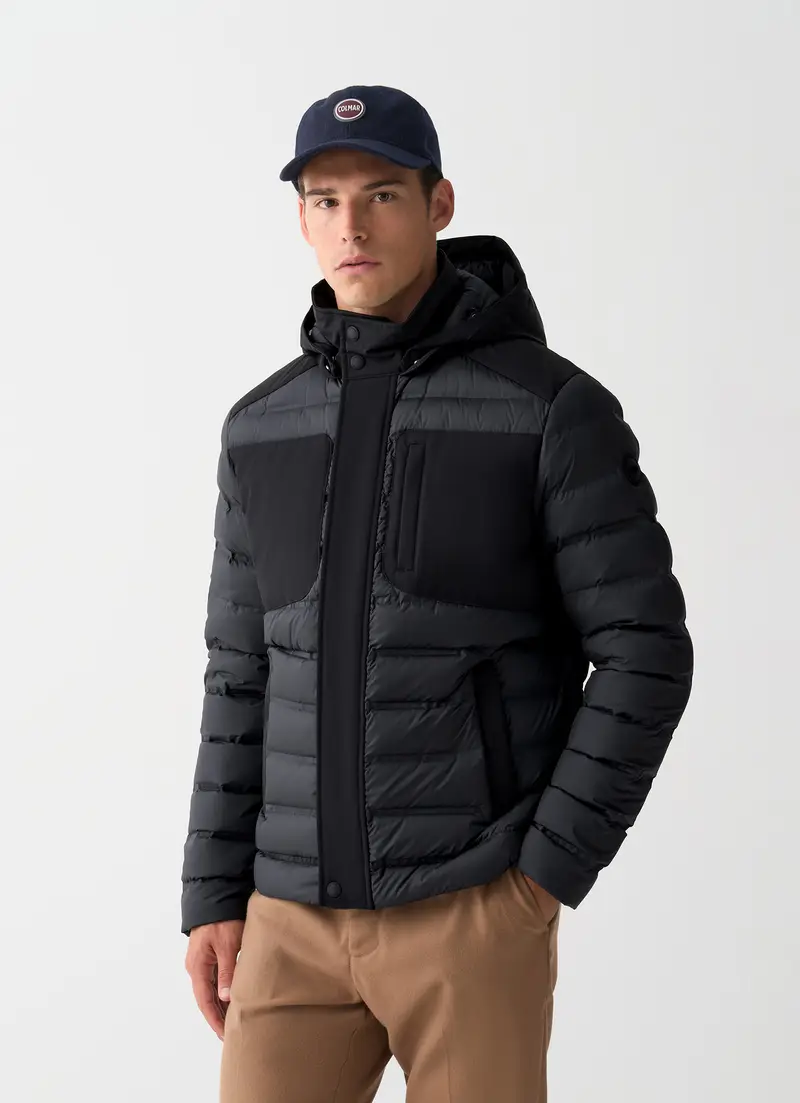 Piumino uomo senza cuciture con cappuccio staccabile 1299 4ZL 99 BLACK