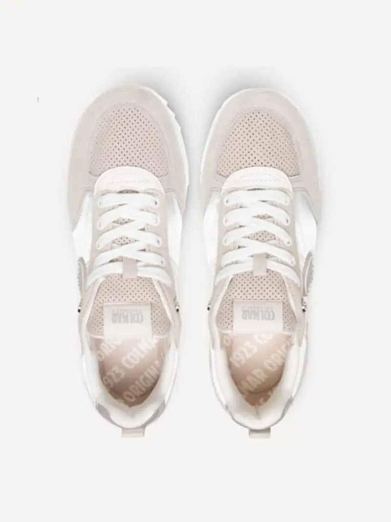 Colmar scarpe bianche donna in tessuto con dettagli beige logo sul lato miniatura 2