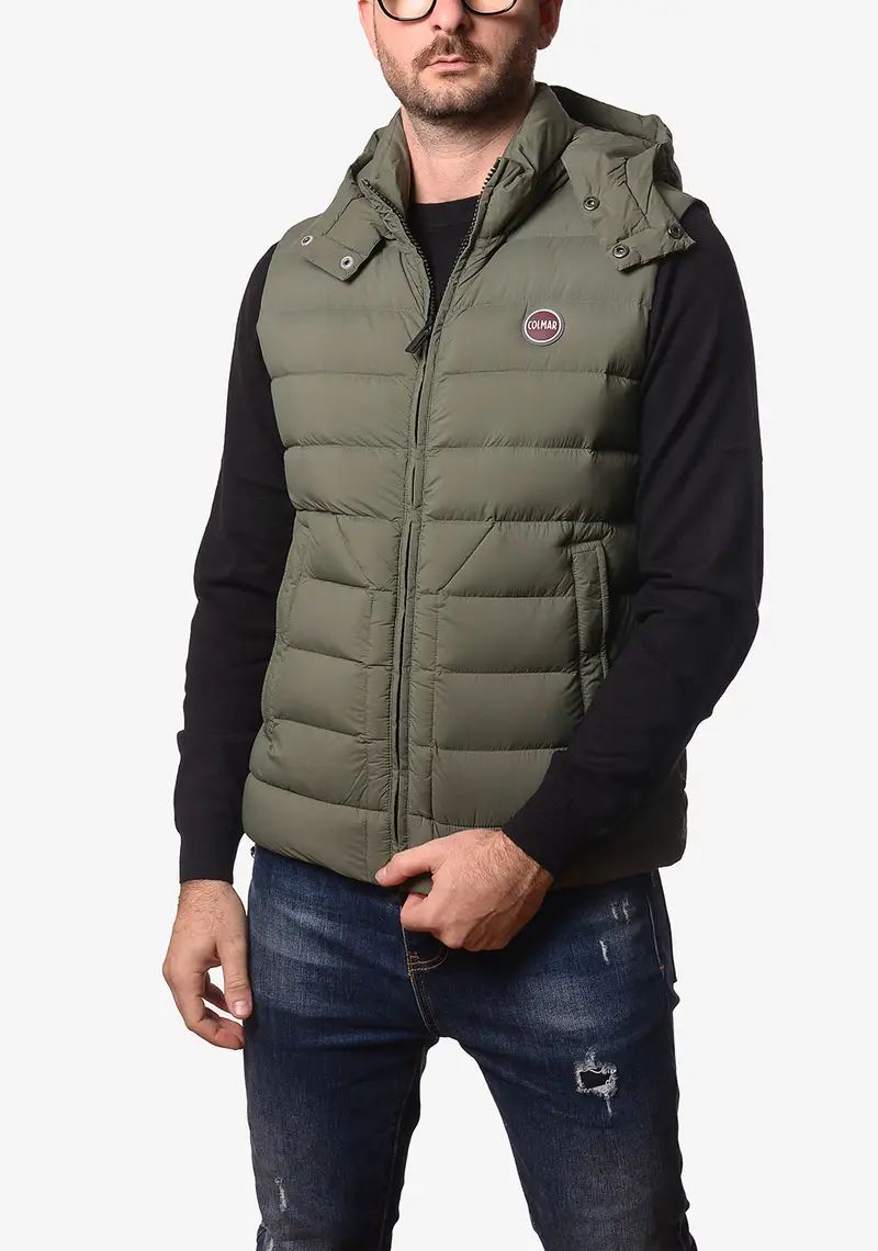 Smanicato Colmar uomo verde scuro con cappuccio staccabile