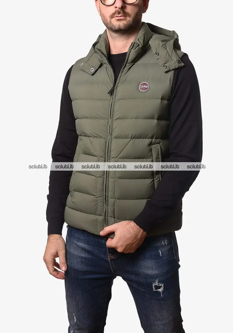 Smanicato Colmar uomo verde scuro con cappuccio staccabile