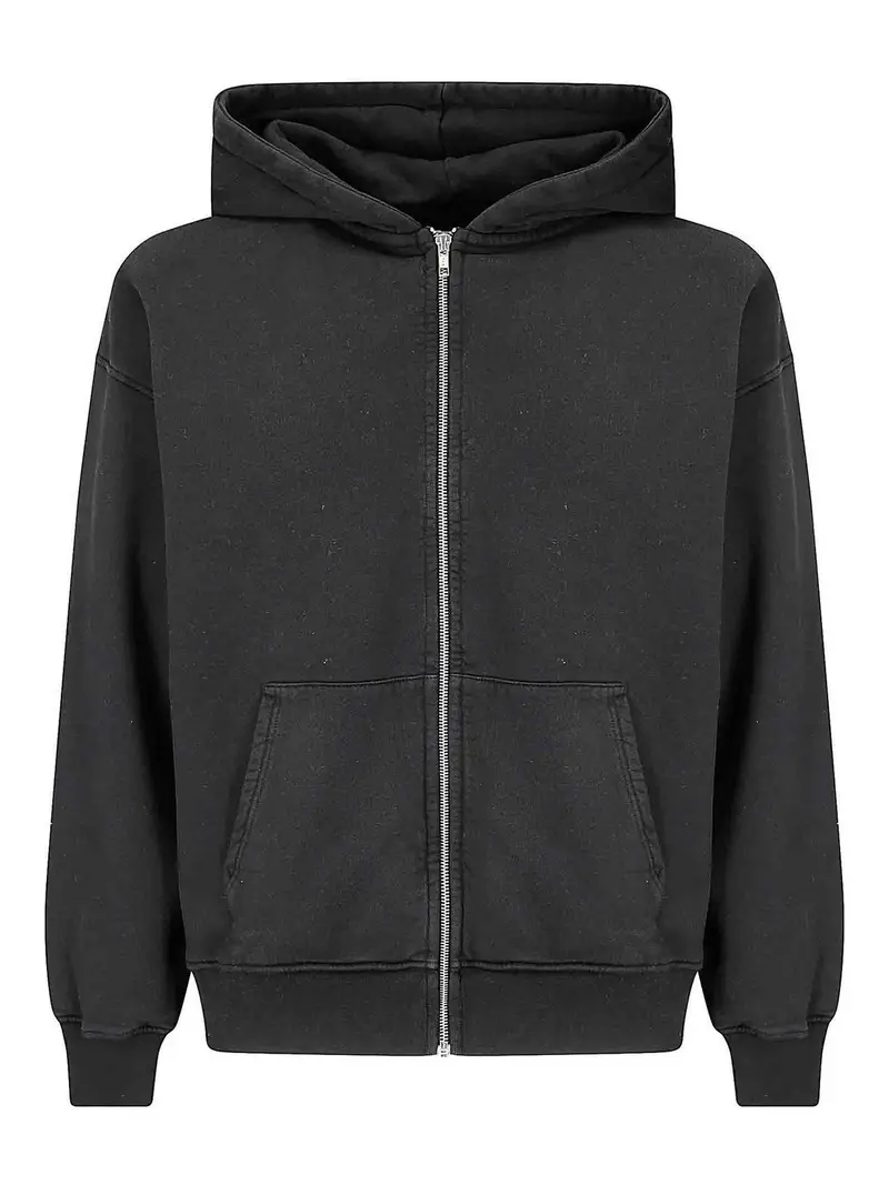 Felpa con zip oversize organico Nero