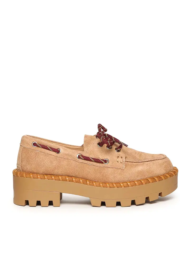 Scarpa da barca in pelle scamosciata Marrone