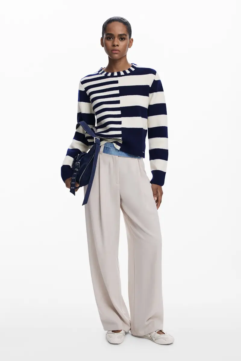 Combined striped sweater