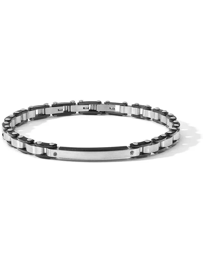 Bracciale COMETE GIOIELLI Uomo UBR 1239 in acciaio con pvd nero e cristalli neri