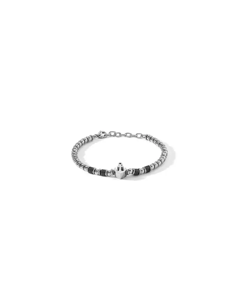 Bracciale COMETE GIOIELLI Uomo UBR 1264 in acciaio con ancora ed ematite nera
