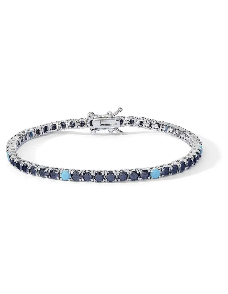 Bracciale tennis COMETE GIOIELLI Uomo UBR 1253 M19 in argento 925 con cristalli neri e turchesi