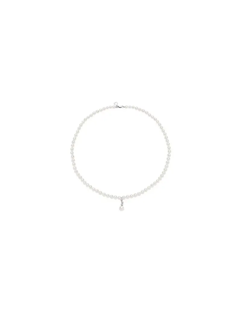 Collana COMETE GIOIELLI con perle oro bianco 18Kt con pendente perla e diamanti FWQ 384