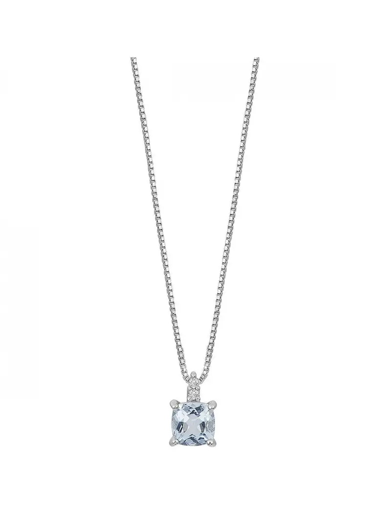 Collana COMETE GIOIELLI in oro bianco con diamanti e acquamarina taglio antico GLQ 307
