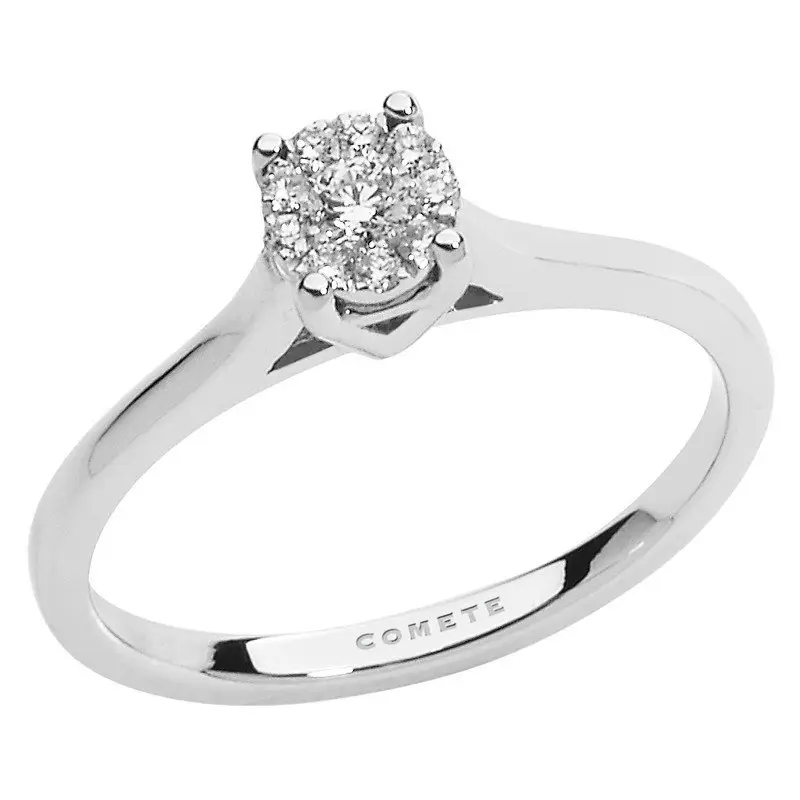 Anello Di Fidanzamento Solitario - Oro Bianco - Comete Gioielli