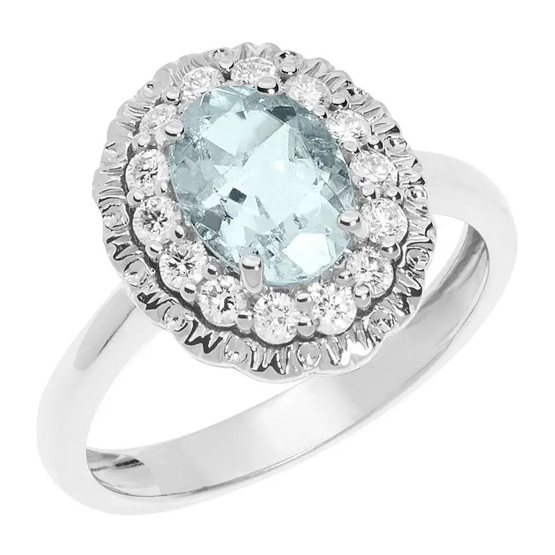 Anello Donna Scintille Oro Bianco Acquamarina - Comete