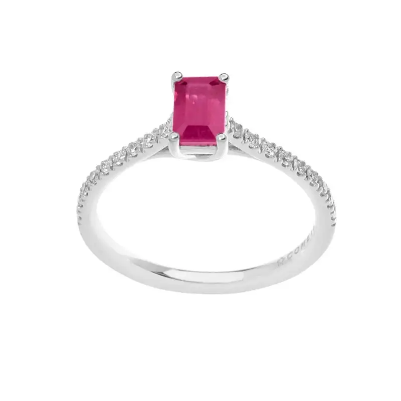 Anello In Oro Diamanti E Rubino - Comete Gioielli