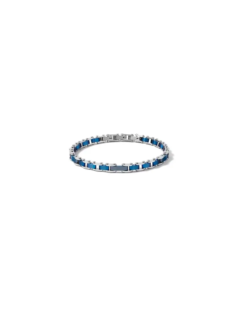 Bracciale COMETE GIOIELLI Uomo UBR 1077 in acciaio pvd e ceramica blu e cristallo bianco