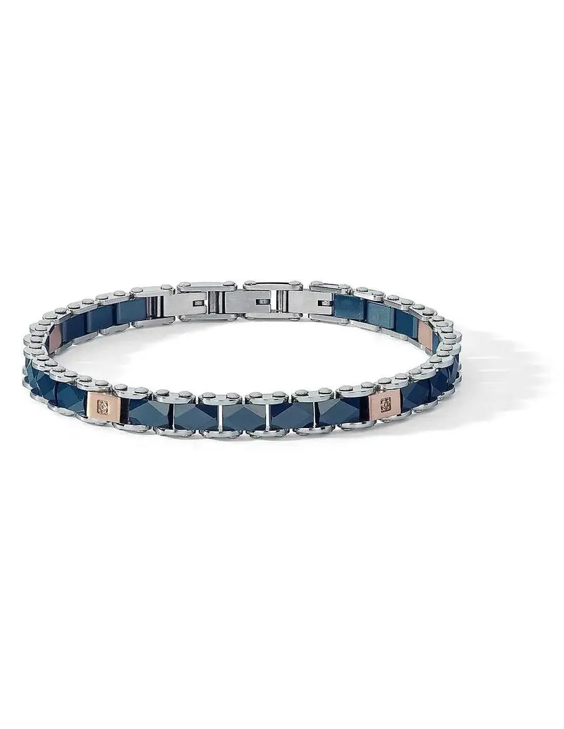 Bracciale COMETE GIOIELLI Uomo UBR 1249 in acciaio pvd rosè e ceramica blu