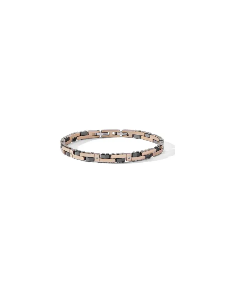 Bracciale COMETE GIOIELLI Uomo UBR 1283 in acciaio pvd rosè ceramica nera diamanti bianchi
