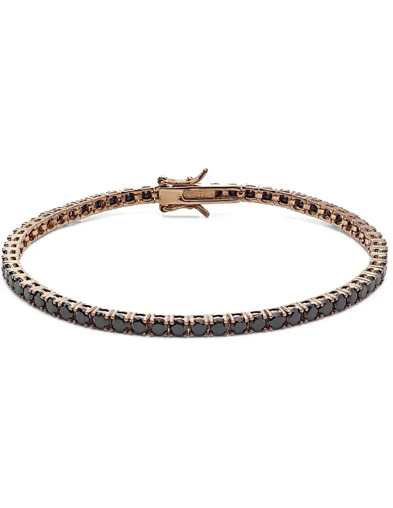 Bracciale tennis COMETE GIOIELLI Uomo UBR 991 M19 in argento 925 placcato oro rosa e cristalli neri