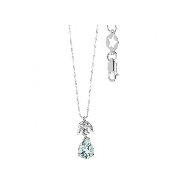 Collana Elegante Oro 18Kt Con Diamanti E Acquamarina - Comete Gioielli