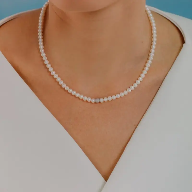 Collana Filo Perle Acquadolce - Oro E Diamanti - Comete Gioielli miniatura 2