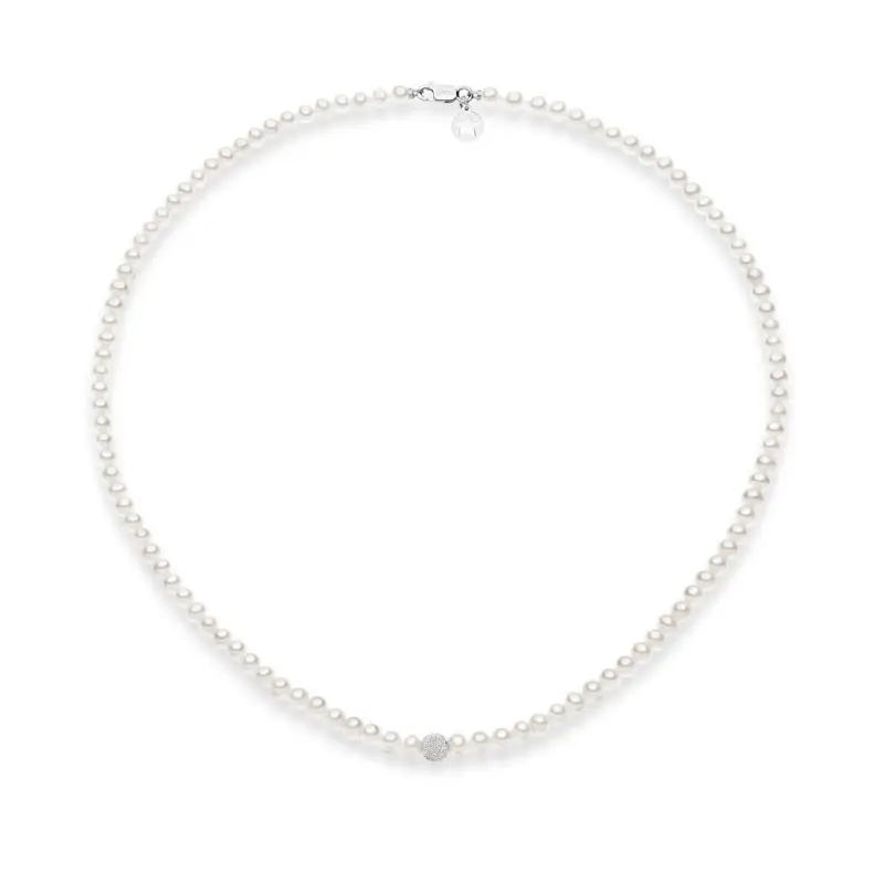 Collana Filo Perle Acquadolce - Oro E Diamanti - Comete Gioielli