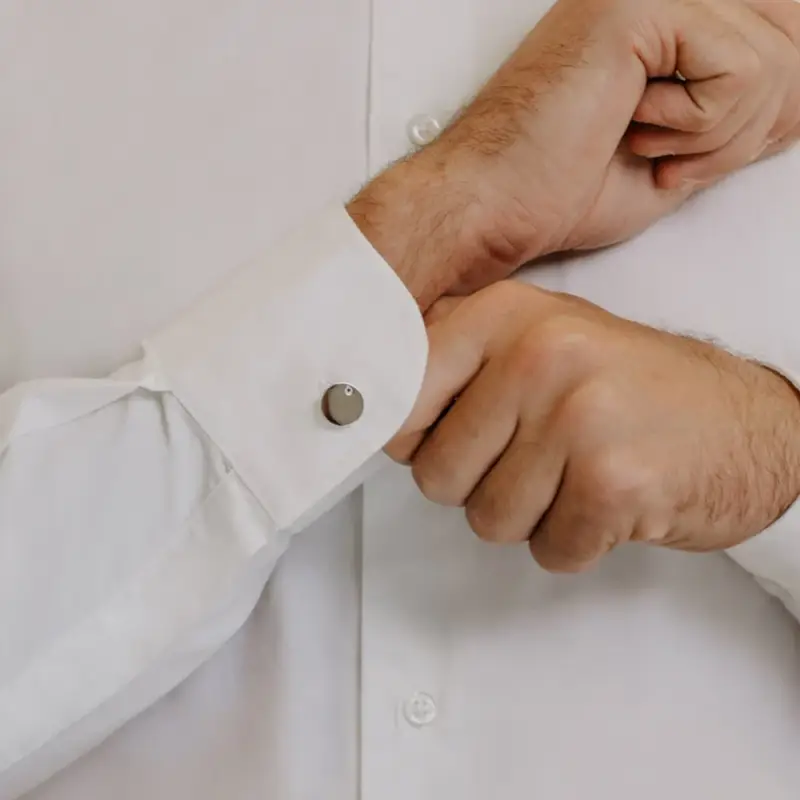 Gemelli Tondi In Acciaio E Diamanti Neri - Comete Gioielli miniatura 2