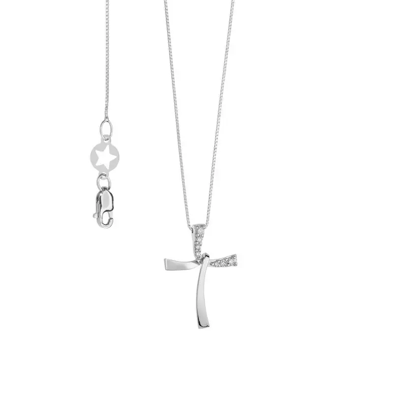 Girocollo Croce In Oro E Diamanti - Comete Gioielli