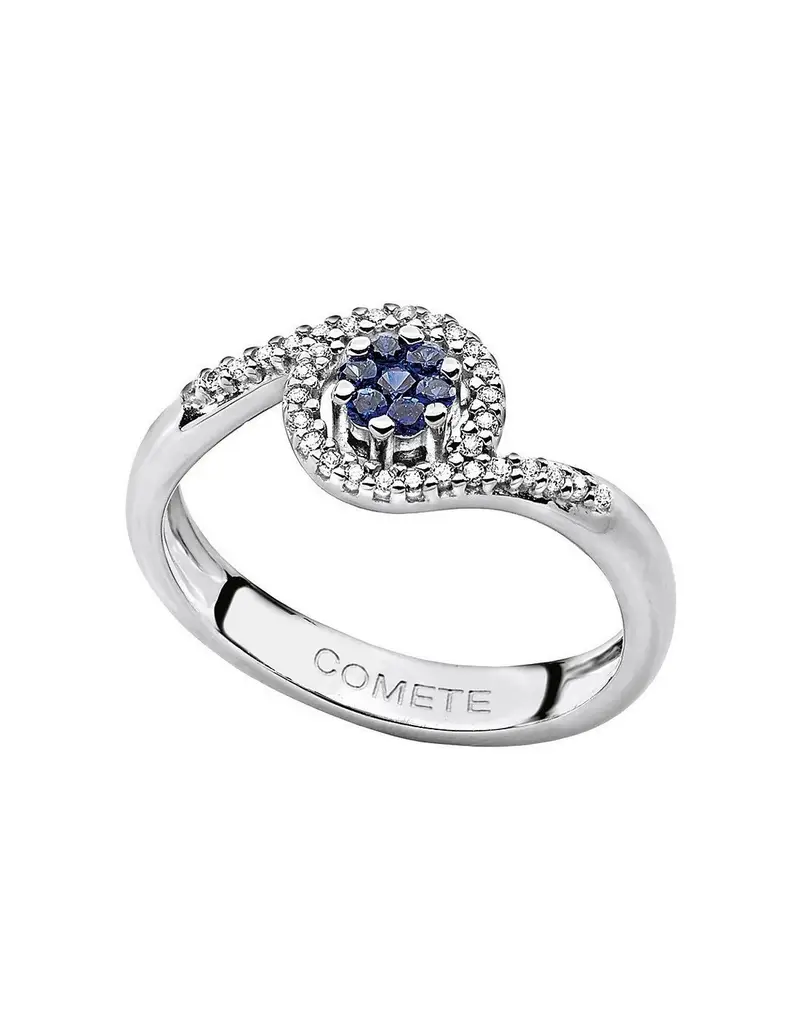 SALDI Anello COMETE GIOIELLI in oro bianco, diamanti e zaffiro ANB1386