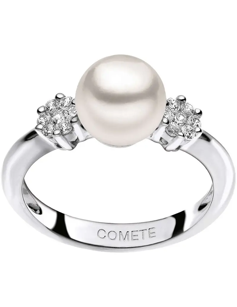SALDI Anello COMETE GIOIELLI oro bianco con perla e diamanti naturali ANP343