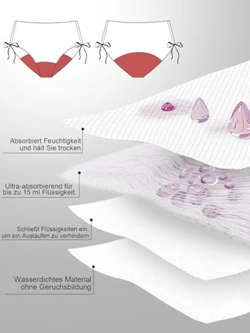 Comfyouth Periodi costumi da bagno per il nuoto da donna 4 strati a prova di perdite, pantaloni bikini a vita alta, costume da bagno nero adolescente ragazza periodi costume da bagno con coulisse miniatura 2