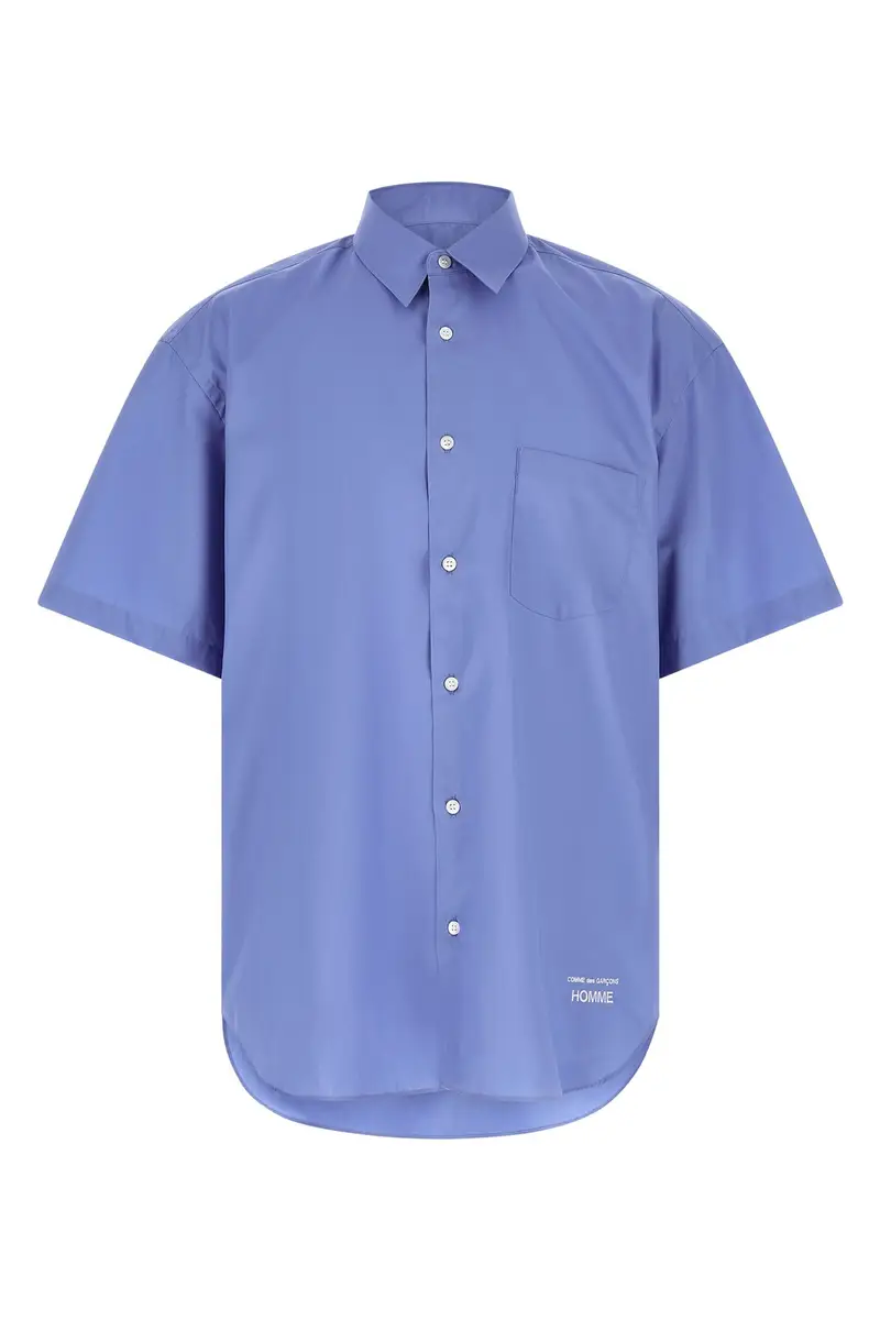 Camicia Ricamo Logo Azzurro
